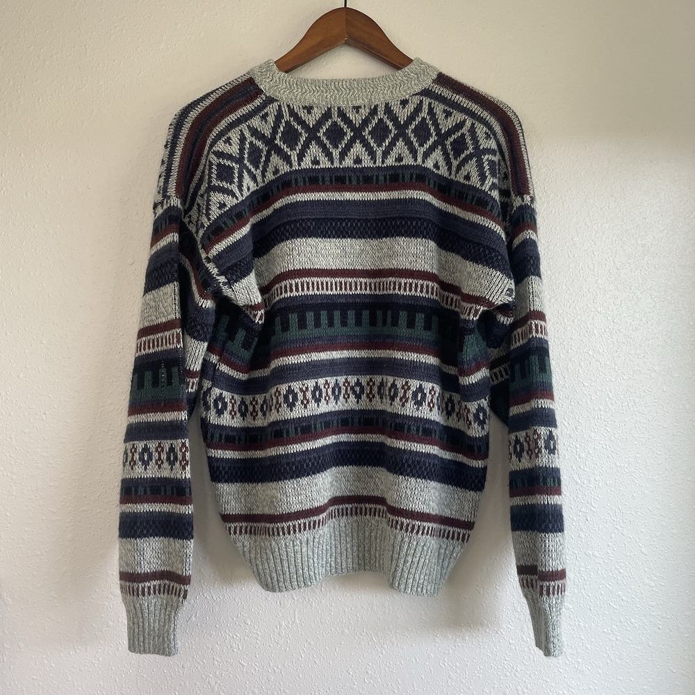 Vintage The Mens Store Sears Sweater‎ Sz M Geometric Grandpacore Retro Aztec - Picture 4 of 4